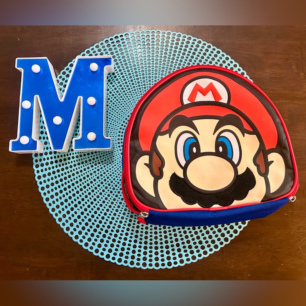 Nintendo Super Mario Red and Blue Lunch Box/Bag; Used